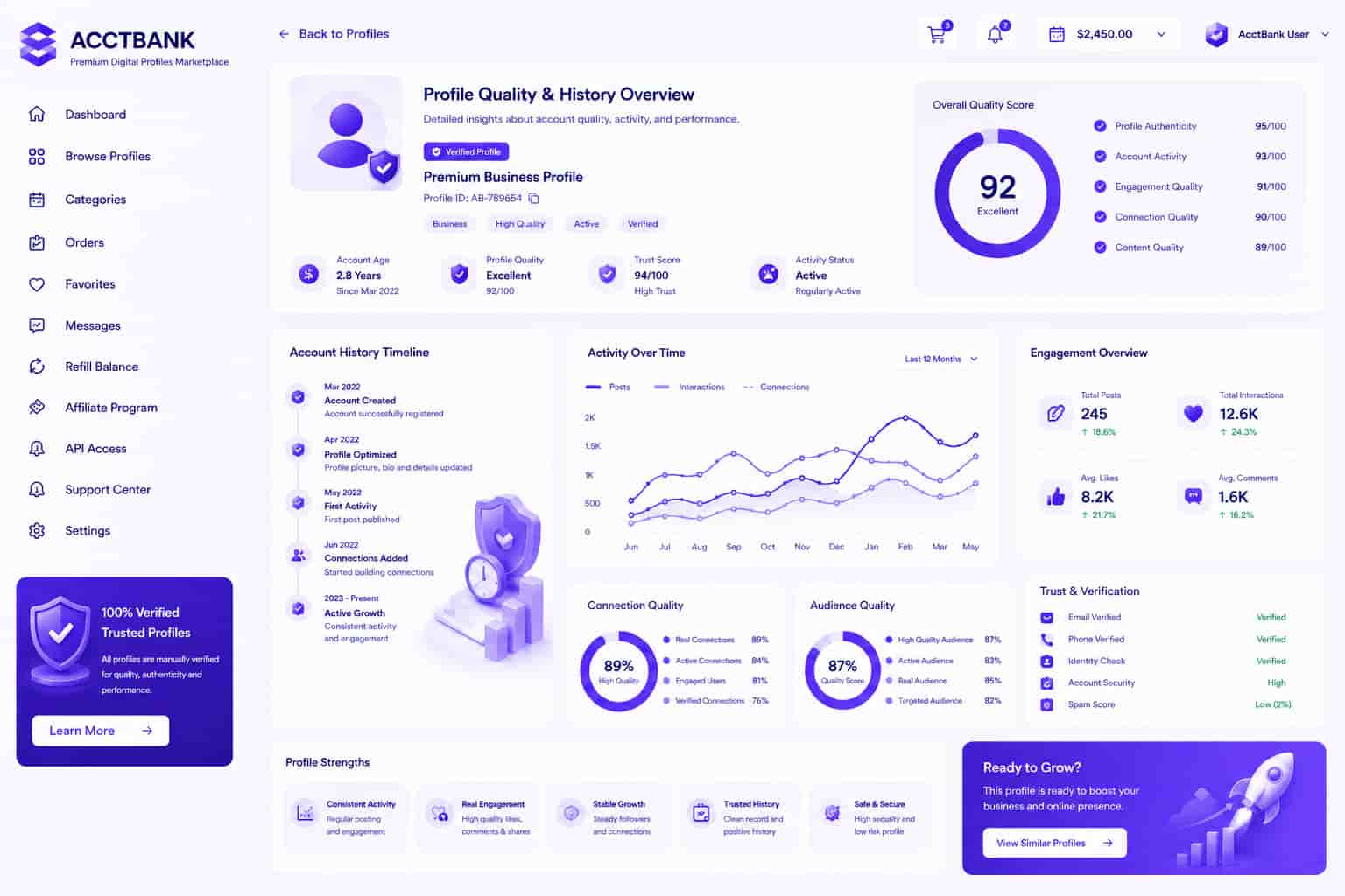 Instagram account quality and account history illustration